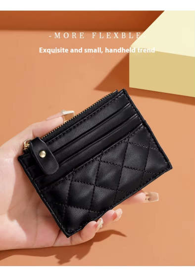 Small Wallets Woman Leather Bifold RFID Blocking Card Holder With Zipper Coin Pocket